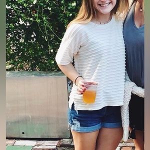 Madewell Cream Ruffle Tee size X-Small